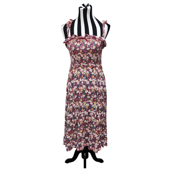 NATURAL LIFE Dresses & Skirts - Natural Life Floral Smocked Midi Dress Ruffle Strap Cottagecore S